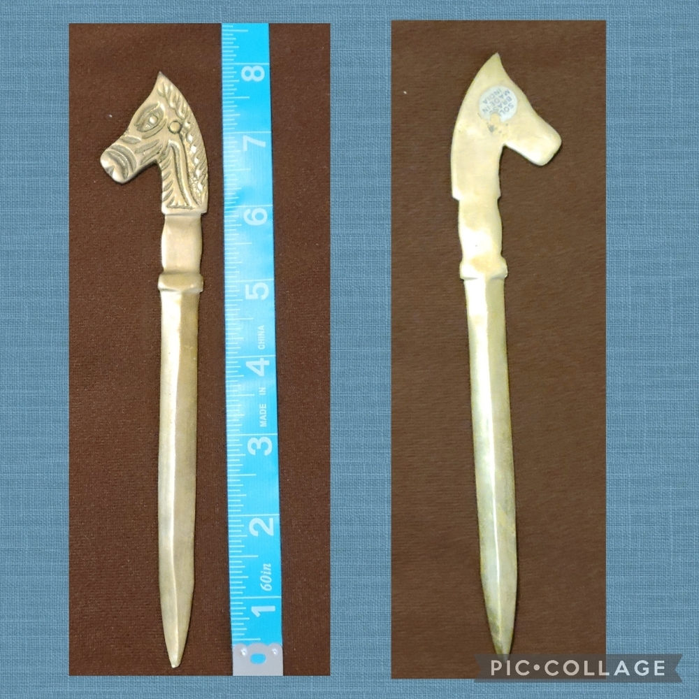 Vintage Solid Brass Horse Head Letter Opener Western Equestrian VTG Brass